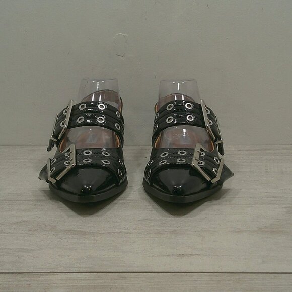 Steve Madden Graya Double Buckle Slingback Sexy Grunge Style Black Flats SZ 8.5 - Picture 3 of 12